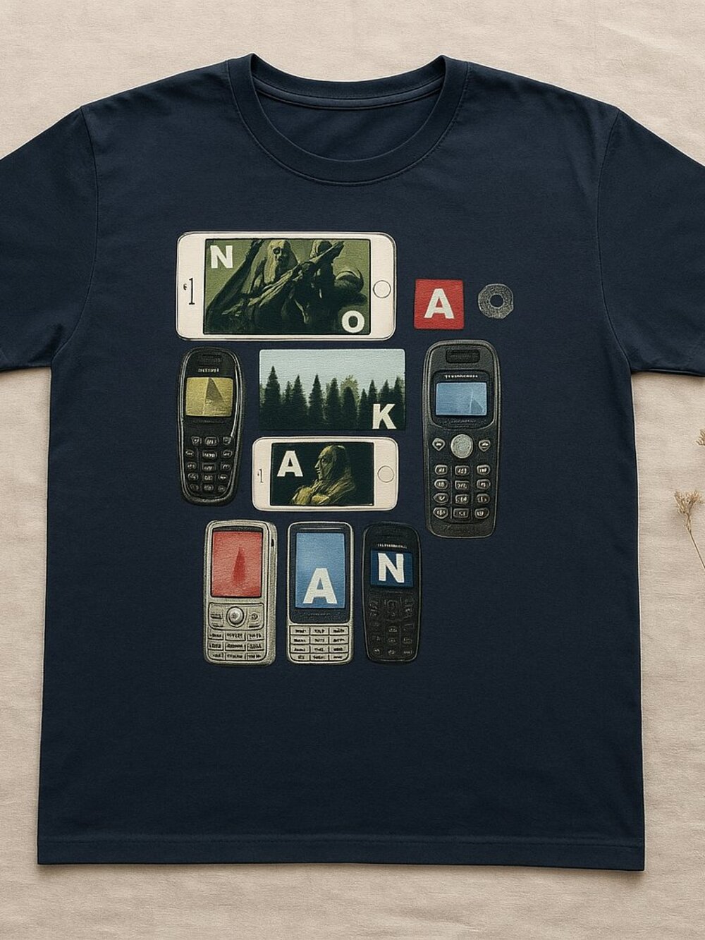 Vintage Cell Phone Collage T-Shirt | Retro Mobile Phone Graphic Tee | Y2K Tech